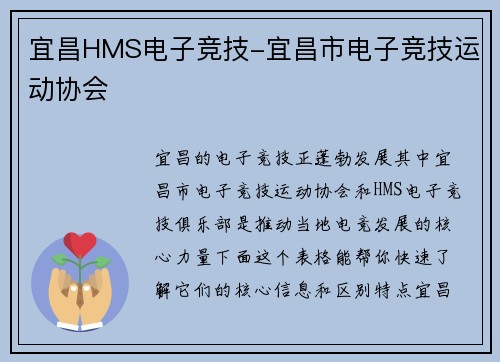宜昌HMS电子竞技-宜昌市电子竞技运动协会